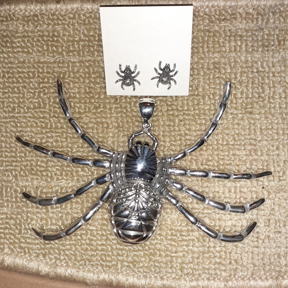 Huge Designer Sterling Tarantula Pendant/Earring